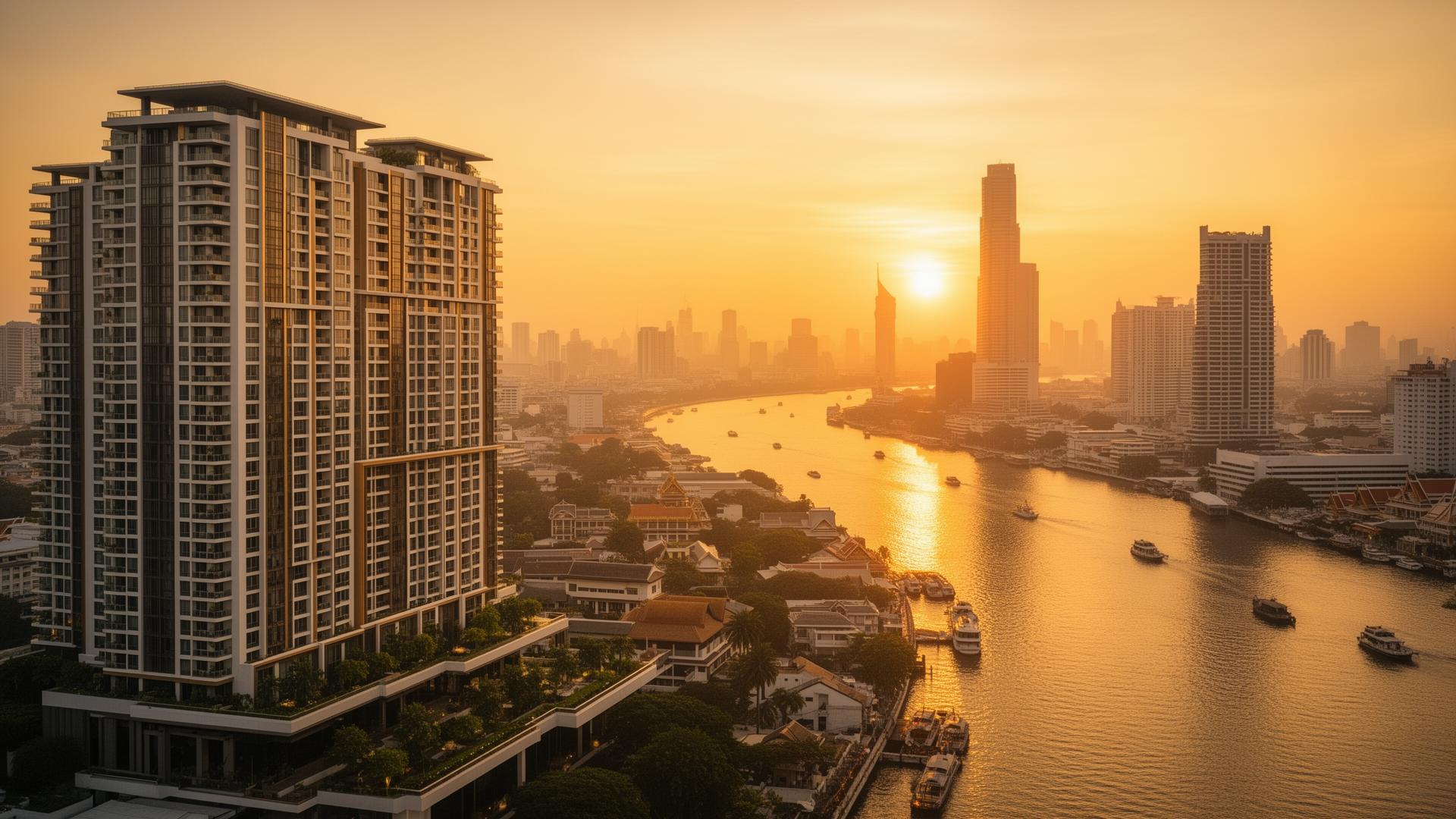 Bangkok skyline at golden hour